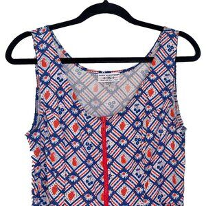 Blue Platypus Red, White & Blue Novelty Print Sleeveless A-Line Dress - Size S